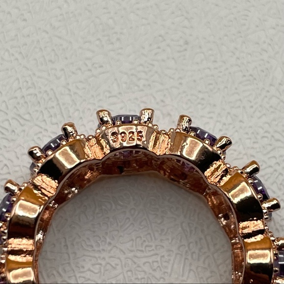 925 Sterling Silver Rose Gold‎ Color Oval Cut Amethyst Eternity Infinity Ring 9 - Picture 2 of 11